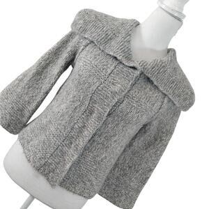 ANN TAYLOR LOFT! ALPACA & WOOL BLEND BULKY, WIDE COLLAR CARDI SWEATER! SZ XS